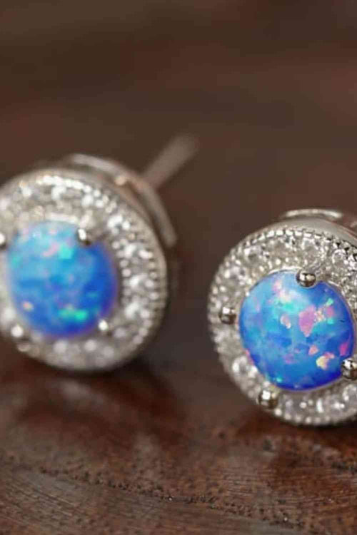 Opal 4-Prong Round Stud Earrings