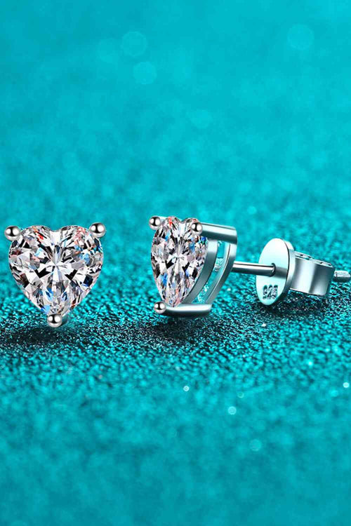 2 Carat Moissanite Heart-Shaped Stud Earrings