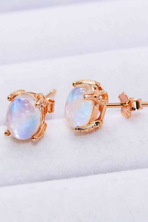 Natural Moonstone 4-Prong Stud Earrings