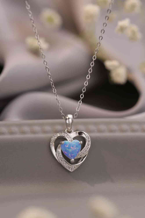 Opal Heart Pendant Necklace