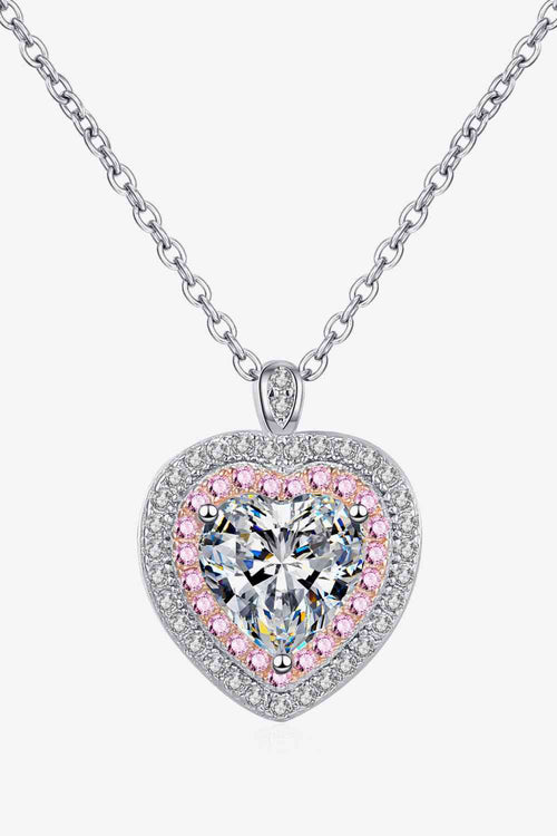 925 Sterling Silver 1 Carat Moissanite Heart Pendant Necklace