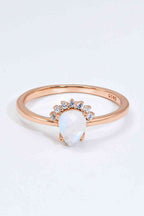 18K Rose Gold-Plated Pear Shape Natural Moonstone Ring