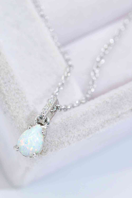 Opal Pendant 925 Sterling Silver Chain-Link Necklace