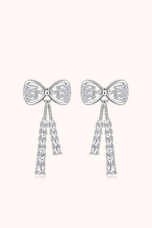 1.12 Carat Moissanite 925 Sterling Silver Bow Earrings